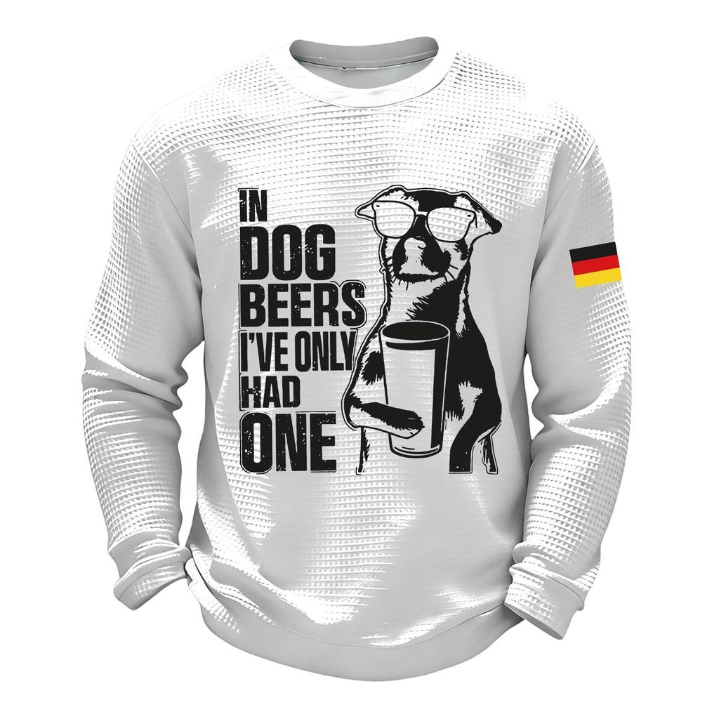 Men's Casual Loose Fit Crew Neck Sweatshirt with Graphic Print Long Sleeve Comfortable Pullover for Everyday Wear