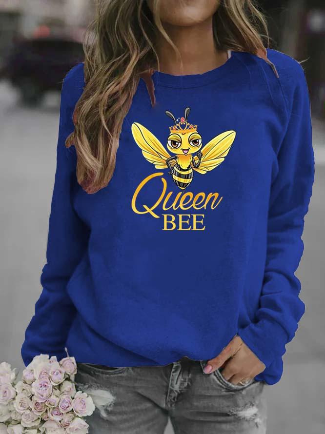 Damen Hoodie mit Bienenprint und Rundhalsausschnitt