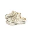 thick-soled two-wearing canvas shoes for women's summer thin niche world is still versatile, retro lazy people pedal trendy little white shoes