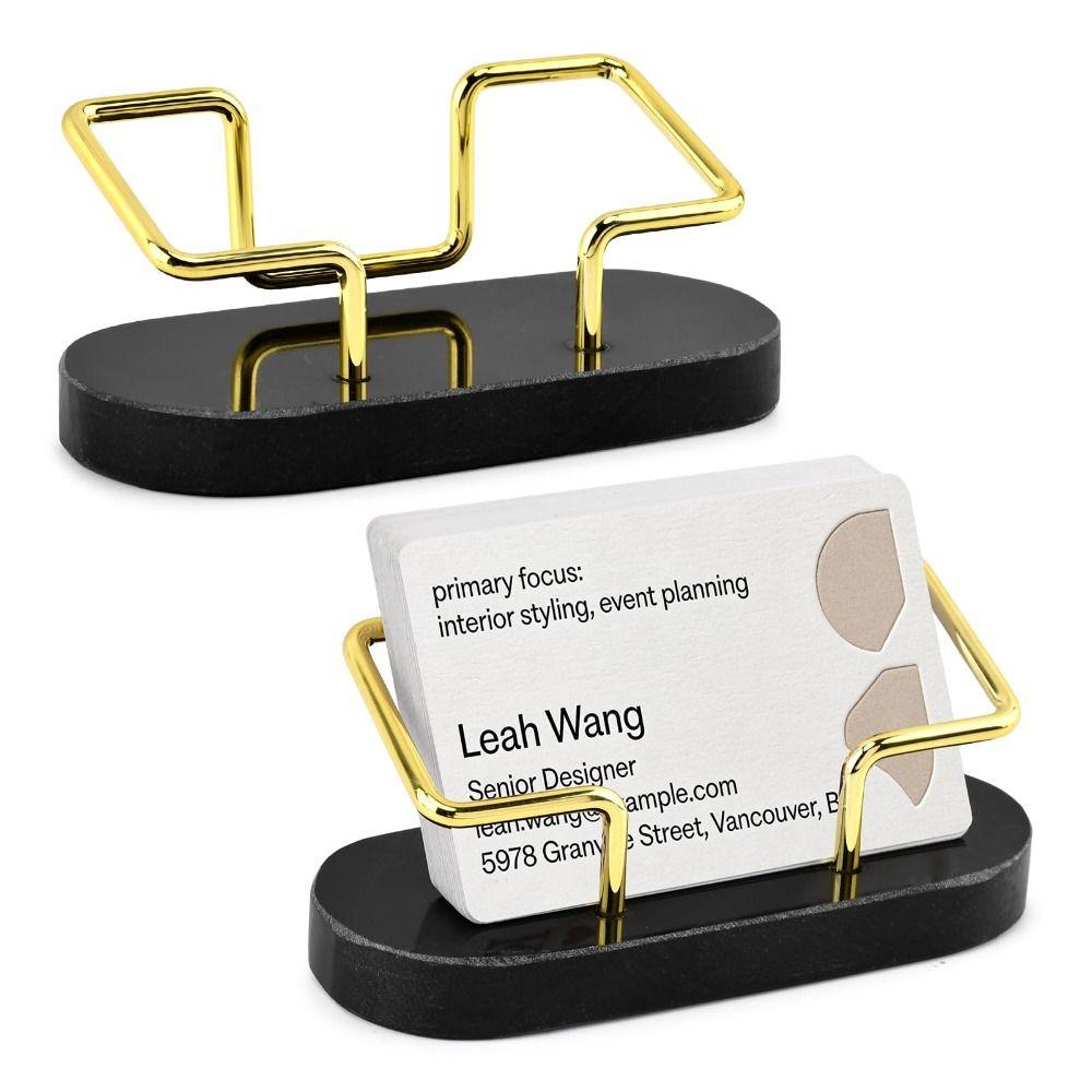Metal Frame Metal Business Card Holder Marble Material Business Card Storage Holder Meeting Gifts