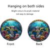 Sea Turtles Stained Window Hanging, 11.81 in Large Acrylic Suncatcher Window Panel Double-Sided Marine Animals Wall Decor for Cafe Home, Gift for