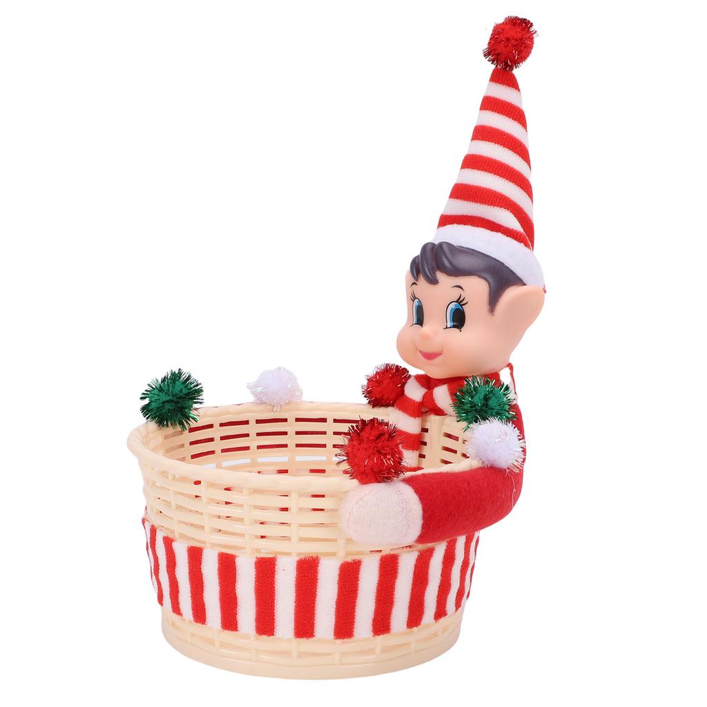 Elf Storage Gift Basket Large Capacity Multifunctional Xmas Decorations Candy Snack Basket Red