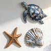 1 Set Küsten-Wanddekoration Holz Meeresschildkröte Muschel Seestern Wanddeko Rustikal Fisch Meeresleben Wandkunst für Zuhause Wohnzimmer Strandhaus