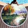 Landscape Art Oil Painting Round Beach Blanket Water Absorbent And Quick Drying Polyester Beach Towel Pool Towel Picnic Blanket