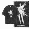 Retro Unique Graphic Printed Washed Distressed Big Size Black Cotton Unisexs Streetwear TShirt G