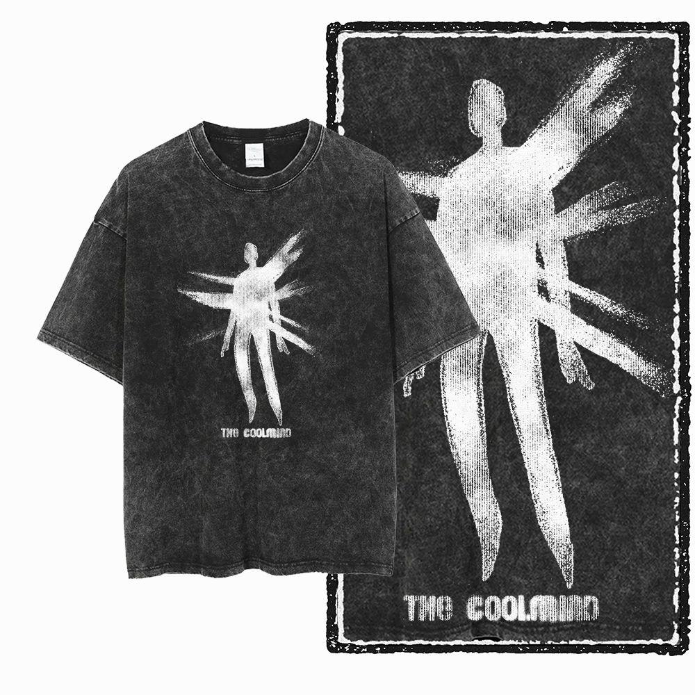 Retro Unique Graphic Printed Washed Distressed Big Size Black Cotton Unisexs Streetwear TShirt G