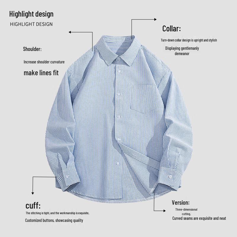VANCL Men's Striped Oxford Long Sleeve Shirt