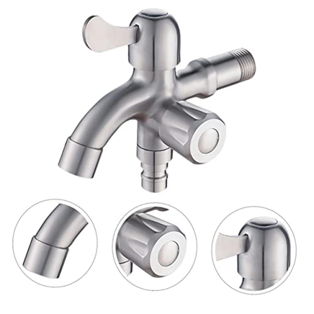 Home Improvement Easy Install Sink Dual Outlet Faucet Dual Outlet Faucet Drain 14*12*2cm Compatible With Sinks