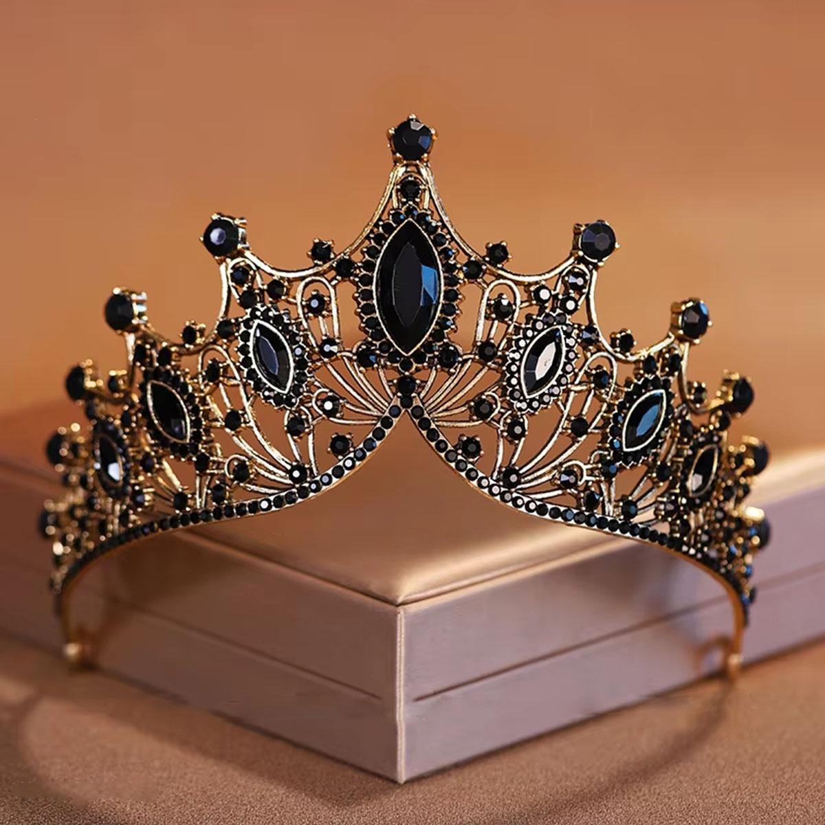 

Королевские короны для женщин Корона для конкурса красоты с гребнями Корона принцессы для девочек Тиара с кристаллами и стразами Повязка на голову Тиара Гребень Тиара чёрный