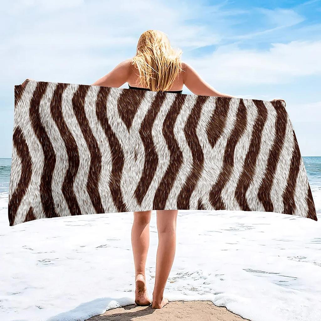 Soft Towel Abstract Animal Tiger Print, Bathroom Beach Towel,Quick Dry Towel Sand Proof Beach Towel Microfiber Beach Towels
