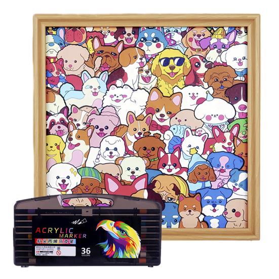 Wooden Rabbit Coloring Puzzle Kit with Marker Pens Glue DIY Hand-Painted 3D Irregular Bunny