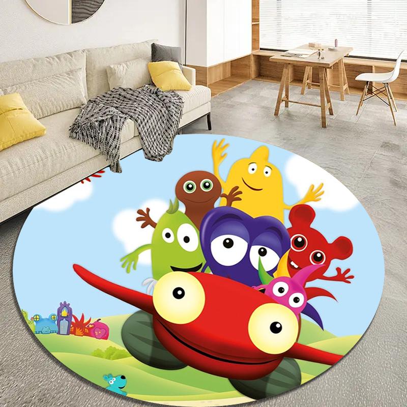 Tappeto Rotondo Babblarna, Tappeto per Soggiorno Camera da Letto Divano Stanza dei Giochi Decorazione, Tappetino Antiscivolo50