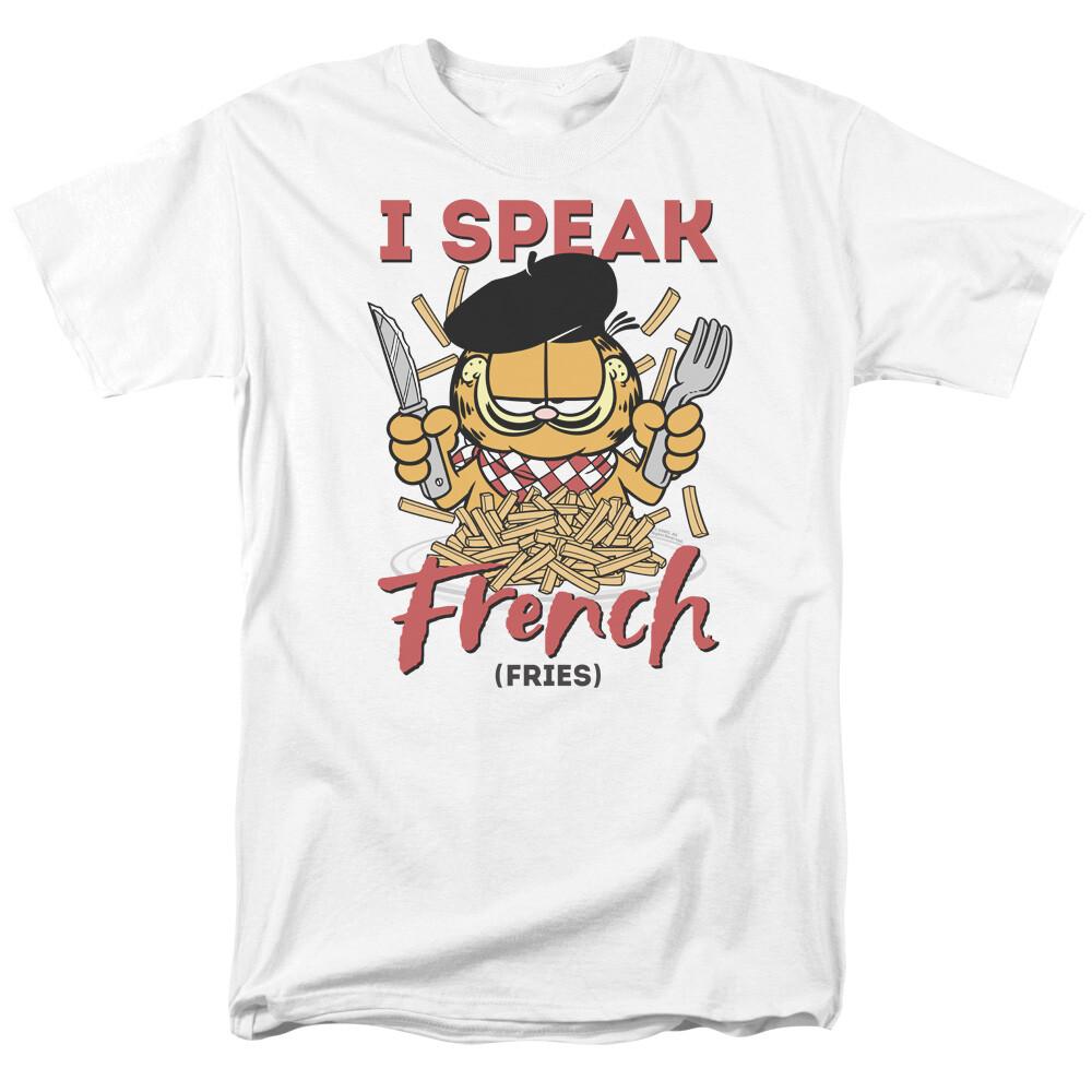 Garfield I Speak French Fries T Shirt Licensed Comic Book Cartoon Tee White XXXL