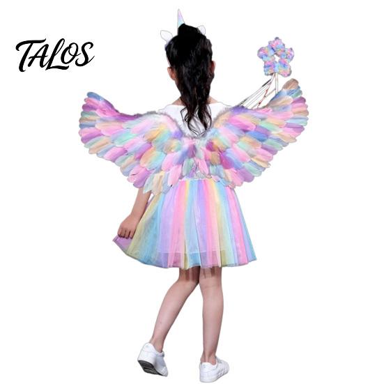 Cosplay Wings for Theatre Performances Angel Feather Kids, Colorful Wing Costume Accessory Fallen with Elastic Straps Strap Halloween Party, Cosplay,