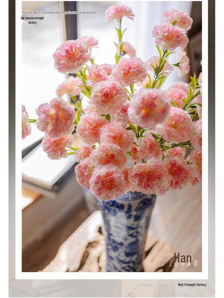 Luksusowy Bukiet Goździków Sztuczne Kwiaty jako Centralny Element Dekoracji Salonu lub Stołu Jadalnego