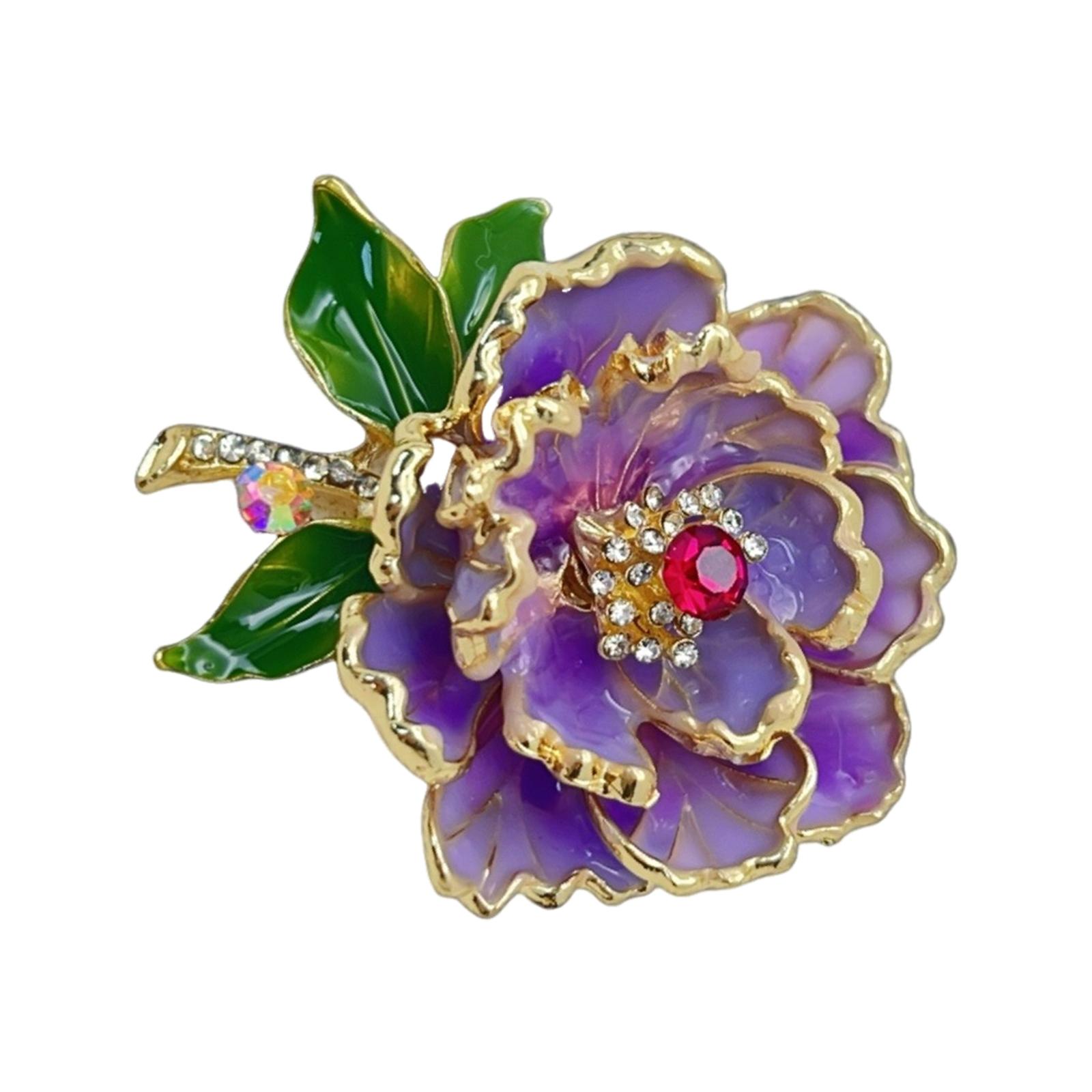 

Элегантная брошь-булавка в виде цветка пиона для женщин с эмалью и жемчугом, ювелирный аксессуар для банкета или вечеринки фиолетовый