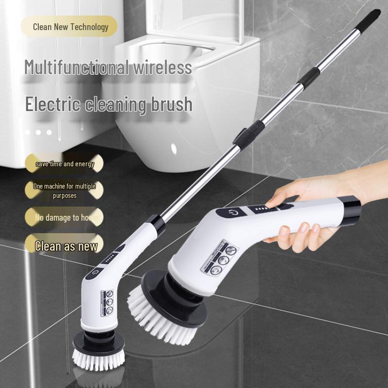 Wireless Multi-Function Electric Cleaning Brush with Rotating Heads for Kitchen and Toilet