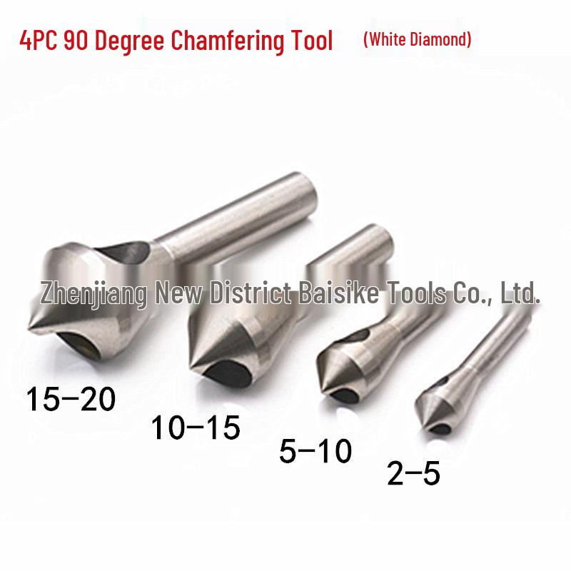 4PC Titanium-Coated High-Speed Steel Countersink Tool with Internal Chip Removal for Aluminum