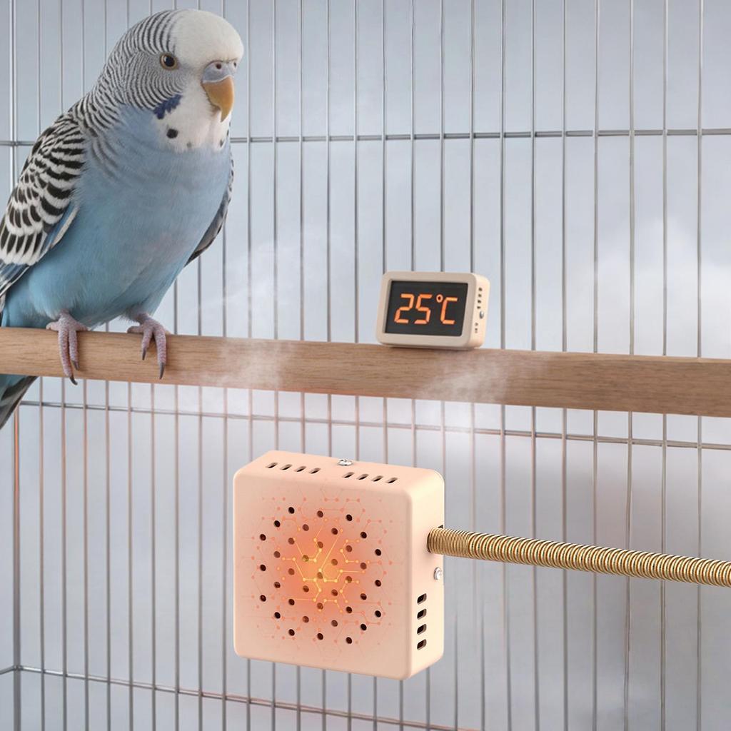 Bird Heater Constant Temperature Auto Timer Rapid Heating Reptile Enclosure Warmer For Cockatiels Conure Finches Small Animals