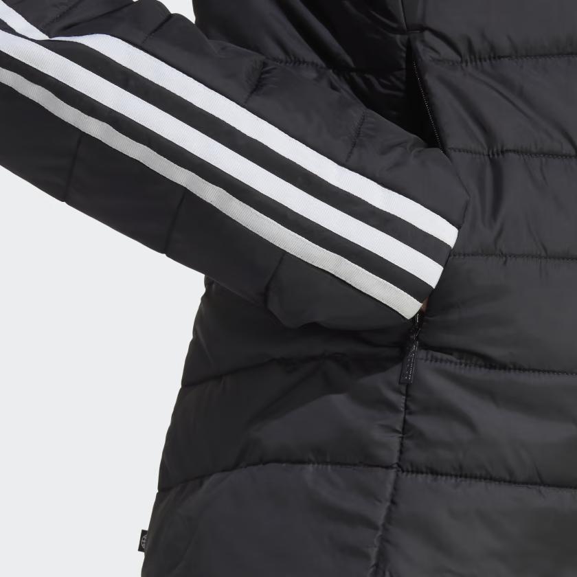adidas Logo gestreifte Kapuzenjacke aus Baumwolle Damenjacke Schwarz HM2612