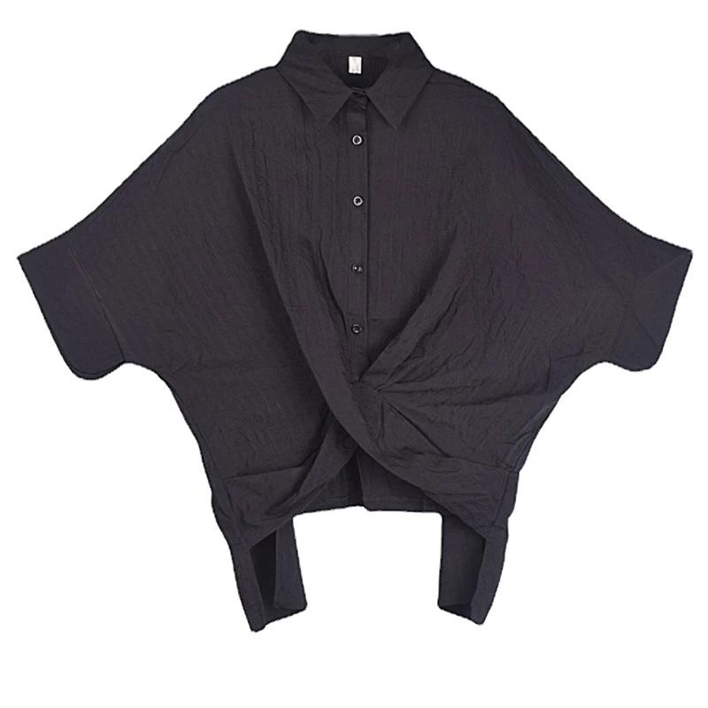 

XITAO Свободная рубашка с полурукавами и отложным воротником HQQ1046 One Size чёрный