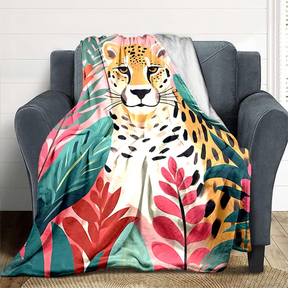 1pc Cheetah Print Blanket - Perfect Gift for Birthdays, Christmas & Halloween- Soft, Warm & Versatile yy250909152