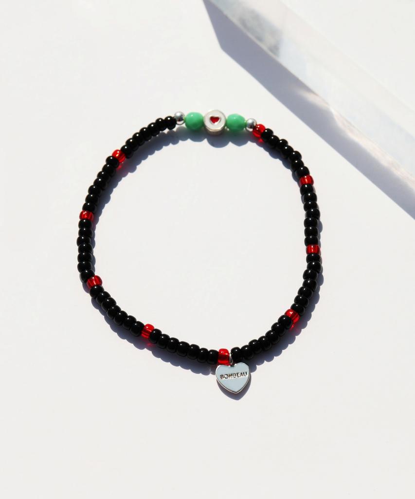 Bonbeau Soul Heart Charm Glass Beads Bracelet Colored Heart Charm Point Glass Beads Bracelet