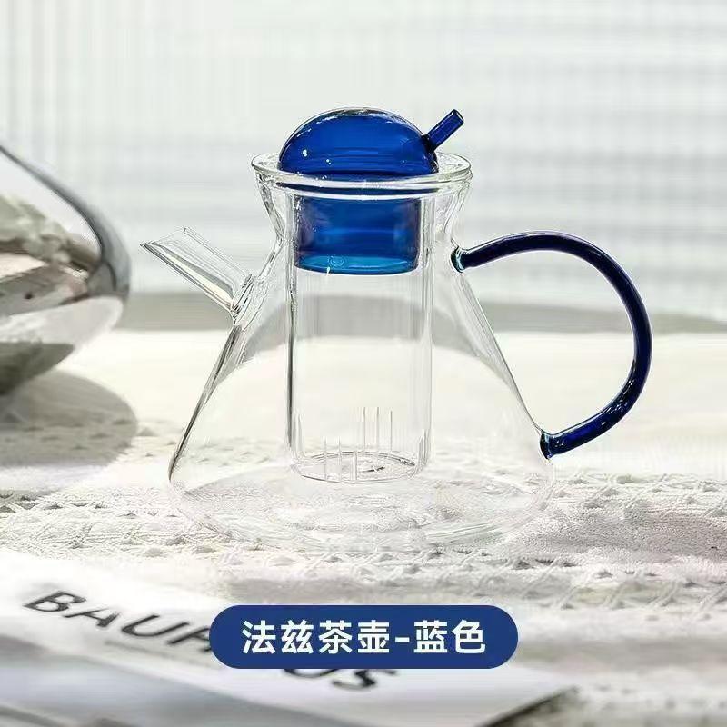 Thickened Heat-resistant Glass Teapot Set,Coffee Pot with Filter European Style Tea Making Teacup Afternoon Making Drinking Set
