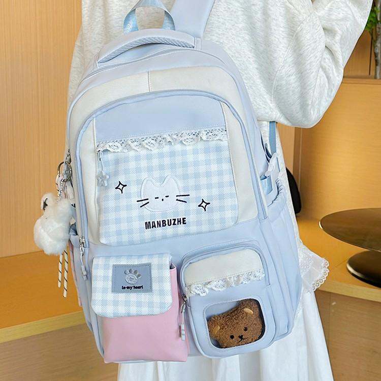 Schoolbag wholesale girl high value college wind backpack casual large capacity backpack junior high school girl high school student schoolbag