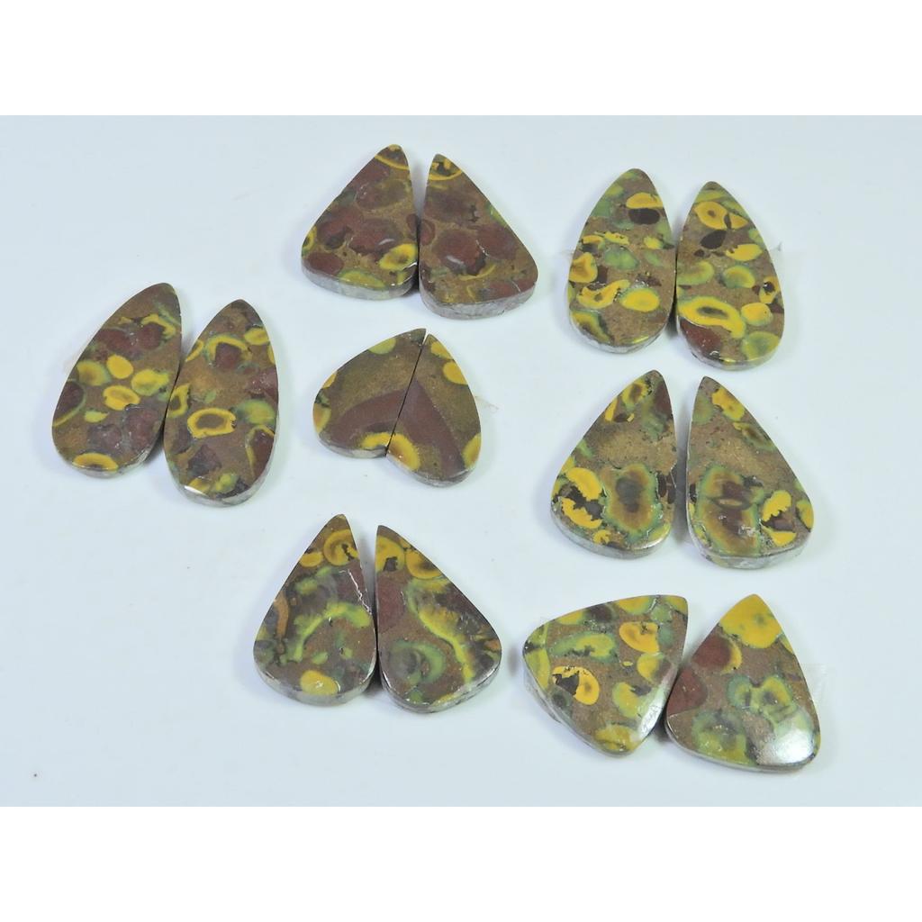 168Cts. Natural Fruit Jasper Matched Pair Pear Loose Gemstone 07Pair Lot C-2193