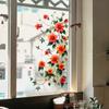 Red Flower-shaped Glass Sticker Film for Decoration of Bedroom, Living Room and Balcony Glass Windows