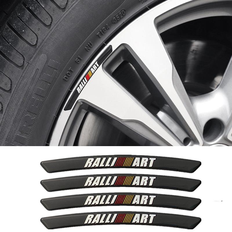 Car Wheel Hub Rim Strip Logo Sticker For Mitsubishi Outlander L200 Eclipse Triton ASX EVO Lancer Pajero Attrage Ralliart Delica