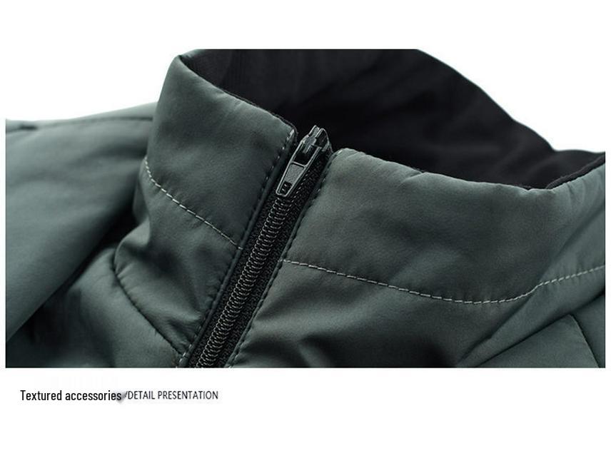 Men's Warm Down Jacket with Detachable Collar - Autumn/Winter Casual Fashionable Suit Style, Fake Two-Piece Design.