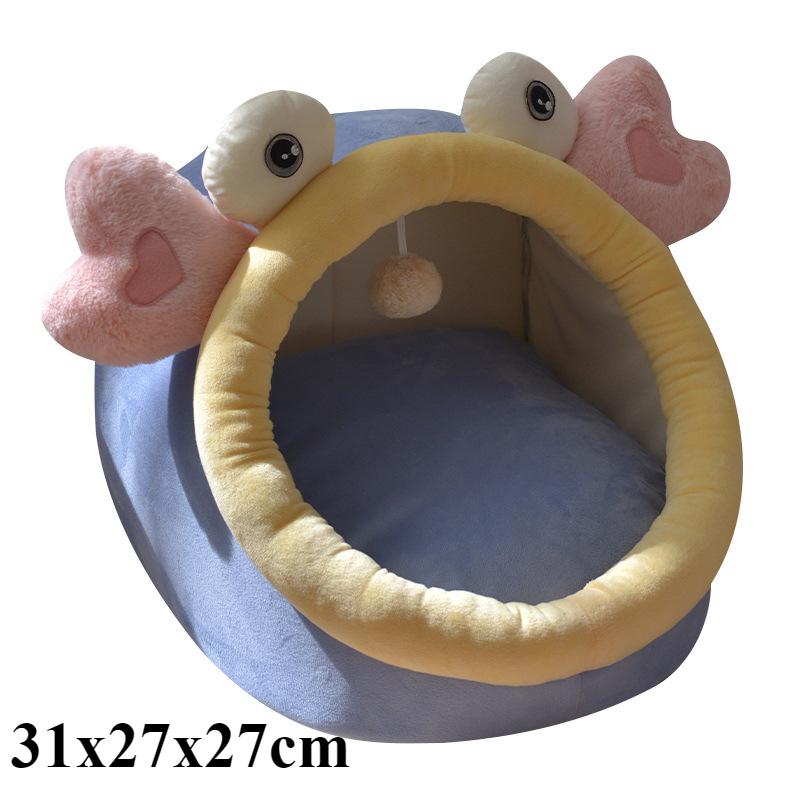 Foldable Pet House Suitable for Small Dogs and Small To Medium-sized Cats Semi Enclosed Warm Cat Bed Detachable and Washable