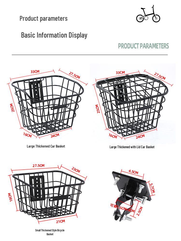 Universal Folding Front Bike Basket - Metal Design for Electric Bikes and More