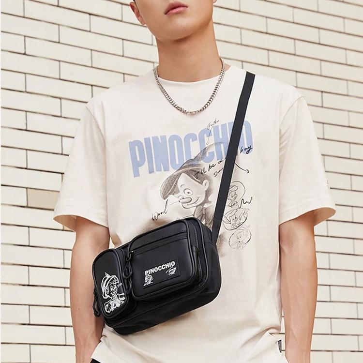 New LiNing Synthetic Leather, Polyamide Crossbody Bag Unisex Black ABDS229-1