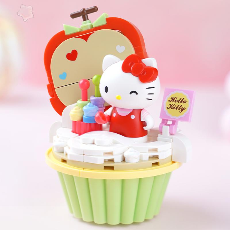 Non-Toxic Sanrio Series Kuromi Hello Kitty Building Blocks Cupcake Assembly Model Bricks Toys Cinnamoroll My Melody Desktop Ornaments