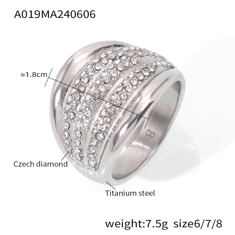 Elegant Women's French Multi-Layer Diamond Ring - Non-Fading, Light Luxury Band, In Stock