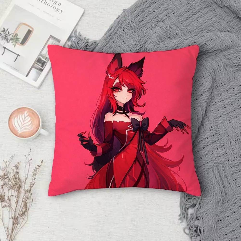 Hazbin Hotel HH Dark Comedy Adult Animation Doublesided Printed Square Decorative Cushion Cover for Sofa Living Room Home Decor