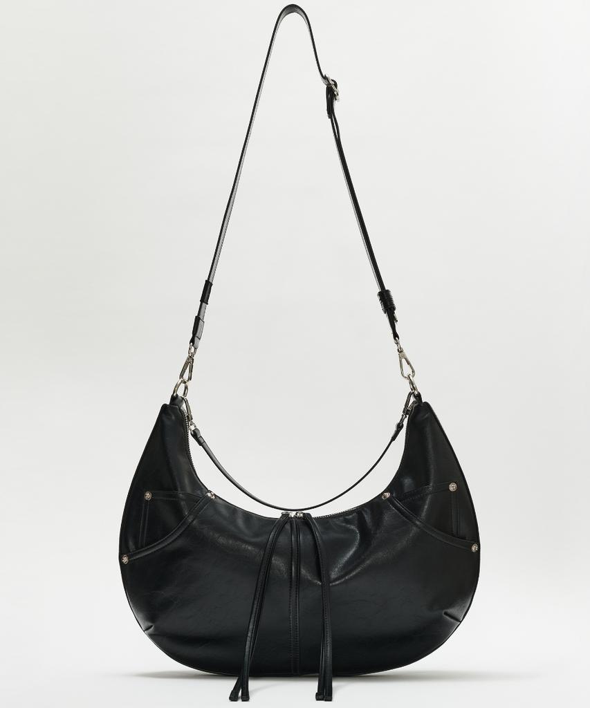 Maison Mined Leather Saddlebag Black