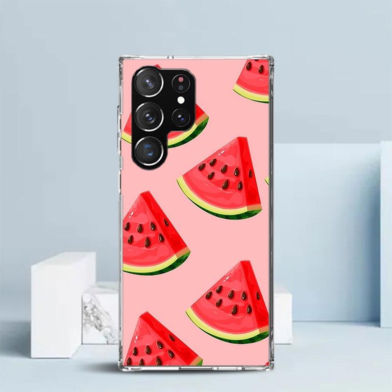

Watermelon Summer Fruit Phone Case For Samsung Galaxy S24 S25 Edge S26 Ultra S22 S23 Plus S21 + S20 FE Soft TPU Back Cover Galax Samsung S21 FE