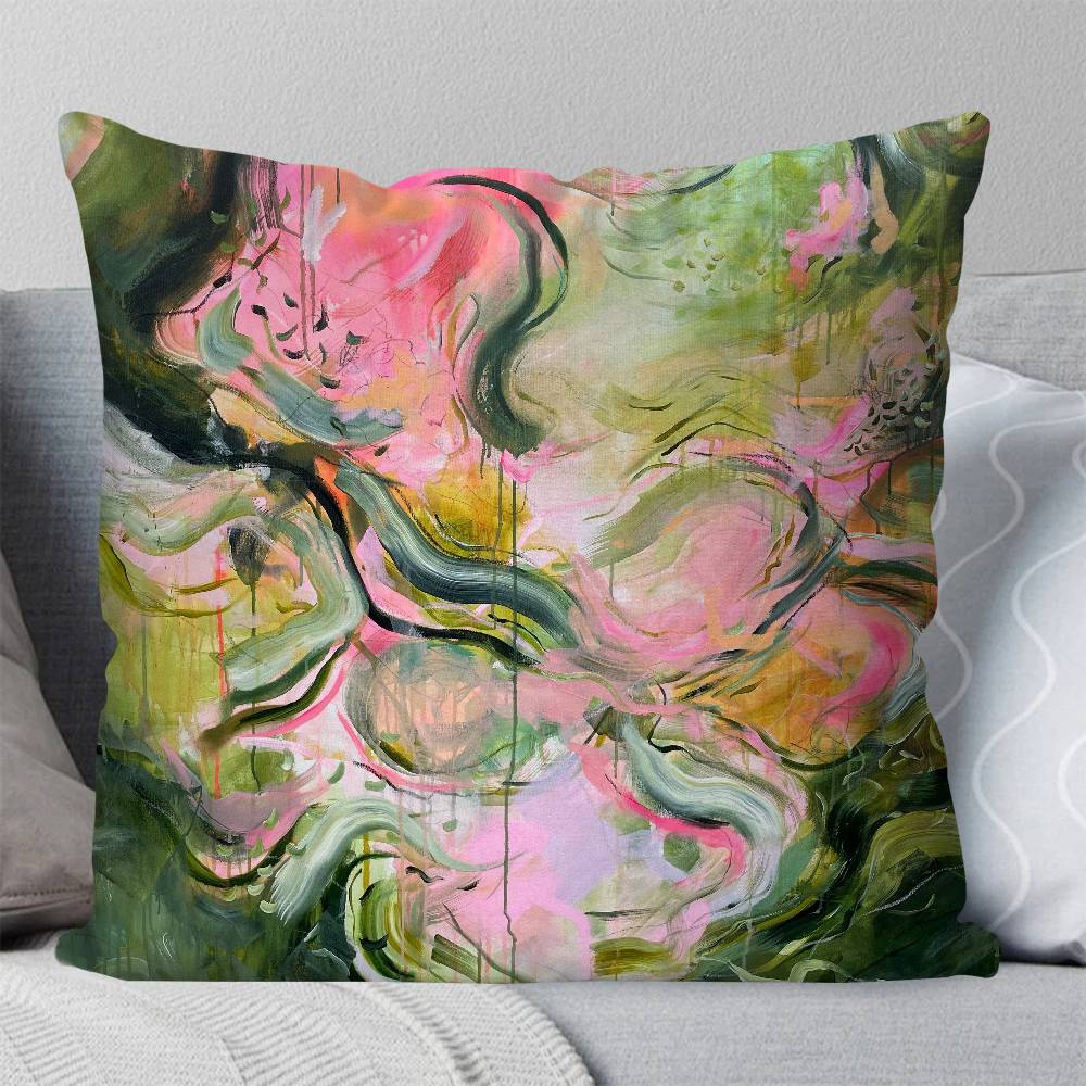 Colourful Abstract Painting Pillow Case Fashion Square Pillowcase Bedroom Sofa Room Ins Decoration Leisure