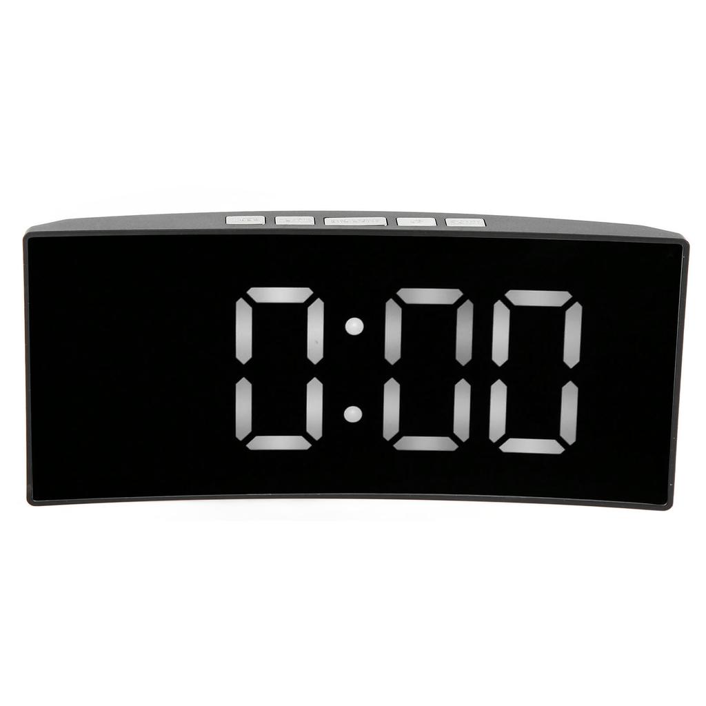 Digital Alarm Clock Mirror Smart Light Sensing Curved Screen LED Clock Digital Temperature Display Alarm Clock for Student