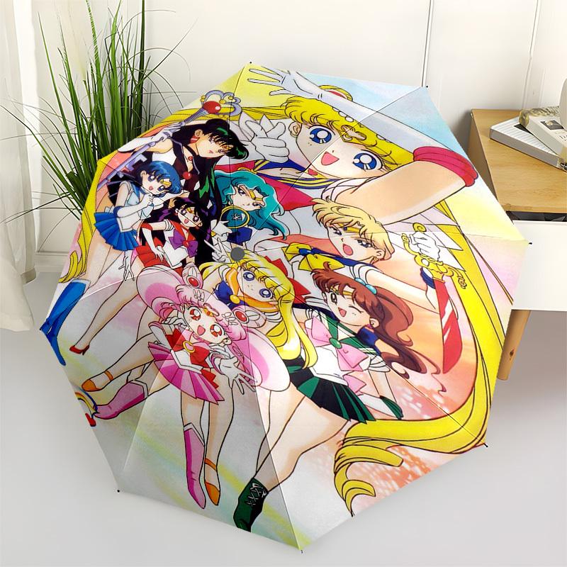 1pc Sailor Moon Umbrella Automatic Opening & Closing, Portable 3-Fold Design, 8-Bone Iron Frame, Outdoor Umbrella, Ideal Gift for Fans, Travelers, Dai