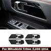 ABAIWAI For Mitsubishi Triton /l200 2024 Abs Carbonfibe Inner Door Handle Cover Bowl Frame Trim Sticker Car Interior