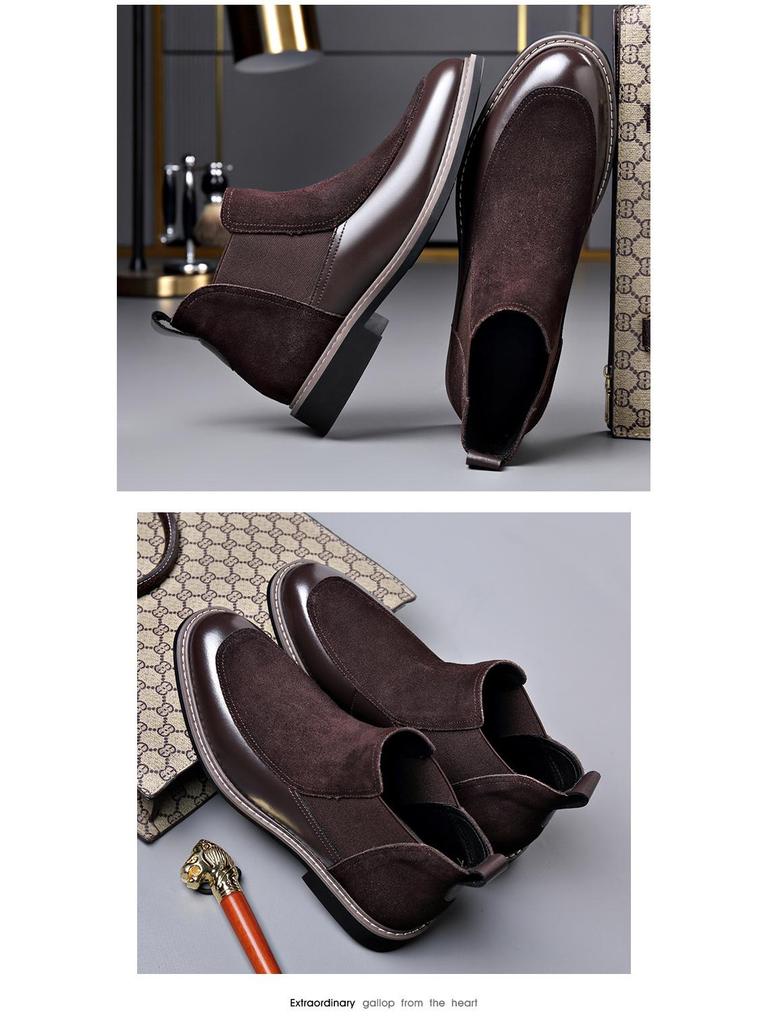 Men's Trendy Velvet-Lined Martin Chelsea Boots for Autumn/Winter