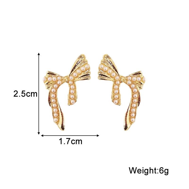 Boeknot Imitation Pearl Stud Earrings for Women Fashion Wedding Party Jewelry Girl Gift Christmas Valentine's Day Gift