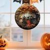 Halloween Wooden Witch Hanger Decoration, 5 Witches Exquisite Round Hanging Pendant For Porch, Wall
