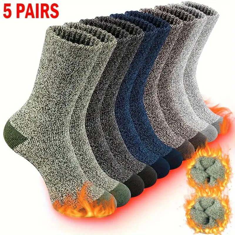5 Pairs Men's Thermal Winter Socks - Cozy & Warm for Hiking, Fishing | Breathable | Ribbed Cuffs | Machine Washable, Warm Socks