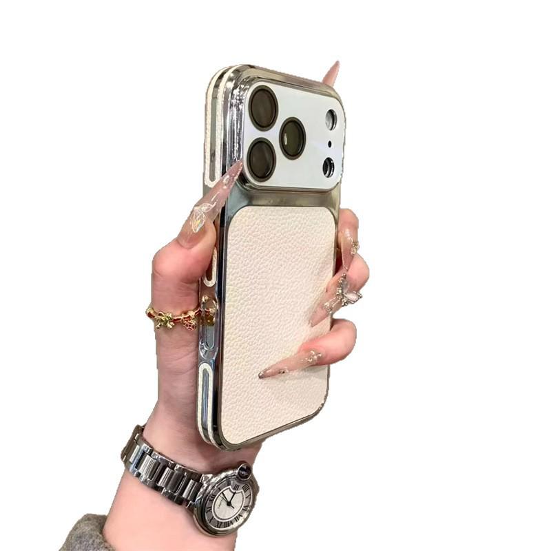 Aurora Lens Lychee Pattern Case for iPhone 17 Pro Max - Transforms Into Large Window, Apple 16 Protective Cover
